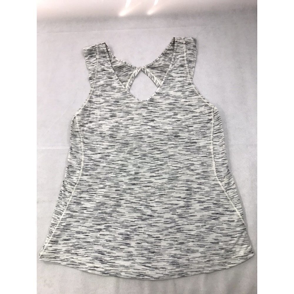 Lululemon Sweat It Out Tiger Space Dye White Open Back Tank Top Womens 8? Read